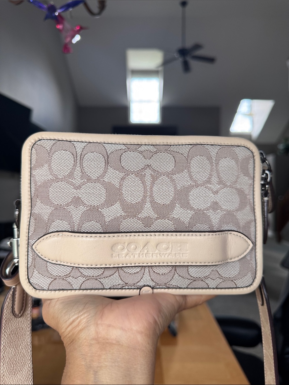 Coach Signature Canvas Crossbody in Light Beige and Cream